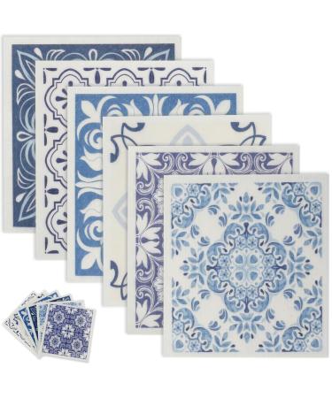 Abizarch 6Pcs Swedish Dishcloths for Kitchen Reusable Kitchen Dish Towels Absorbent Kitchen Dishcloths Washable Kitchen Dish Rags Soft Cellulose Sponge Cloths 7.7 x 6.7inch Kitchen Wash Rag for Washin