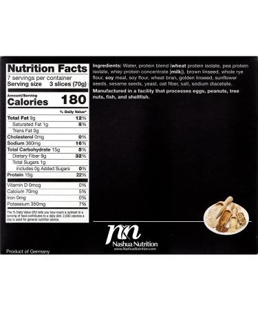 Proti-Thin High Protein Brown Bread - 15g Protein, Low Calorie, High Fiber, Low Net Carb Diet Option - KETO & Ideal Protein Compatible - 3 Slices per Serving, 7 Servings - Buy Online on GoSupps.com