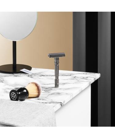 Rockwell T2 Twist-To-Open Double-Edge Safety Razor - Full Metal | Includes 5 Recyclable Stainless Steel Blades (Gunmetal Chrome) - International Shipping Available - Buy Online on GoSupps.com