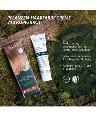 Buy Logona Natural Plant Hair Color 210 Copper Red - Vegan & Henna-Based Permanent Color Cream for Shiny Hair | 150ml - Indian Summer - Buy Online on GoSupps.com