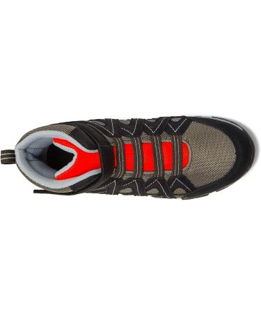 HI-TEC Ravus Blast Mid Boys Hiking Boots - Lightweight Breathable Outdoor Trekking Shoes for Kids - Sizes 1-7 - Orange/Medium Brown Tan/Black - Buy Online on GoSupps.com