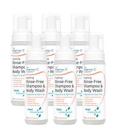 Pharma-C Foaming Rinse Free Shampoo & Body Wash 6 pack - Waterless - Hospital Tested Gentle No-Rinse Formula Leaves Hair & Body Fresh & Clean (Fragrance & Dye Free) - Buy Online on GoSupps.com