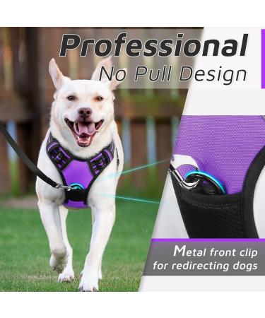 Eagloo Dog Harness for Large Dogs - Adjustable Anti-Train Control Harness with Reflex Strips Purple - Perfect for Labradors (1 Pack) - Buy Online on GoSupps.com