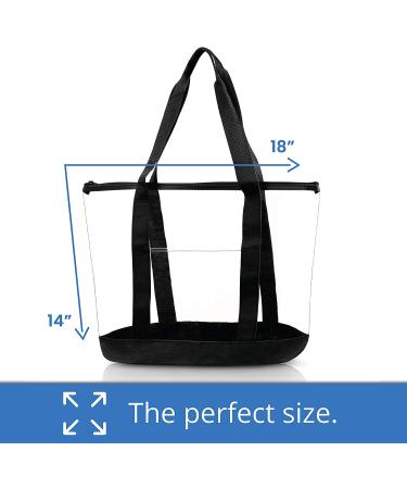 Clear Zipper Tote Bag - Stadium, Beach, and Work Approved - Black - Buy Online on GoSupps.com