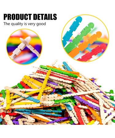 200pcs Colorful Wooden Craft Sticks - Jumbo Sawtooth Popsicle Sticks for DIY Crafts & Kids Education - Buy Online on GoSupps.com