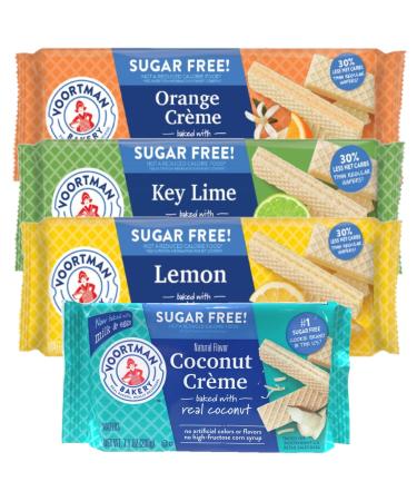 Voortman Bakery Sugar Free Wafers Variety Pack | Coconut Creme, Key Lime, Lemon and Orange Creme | 4 Pack