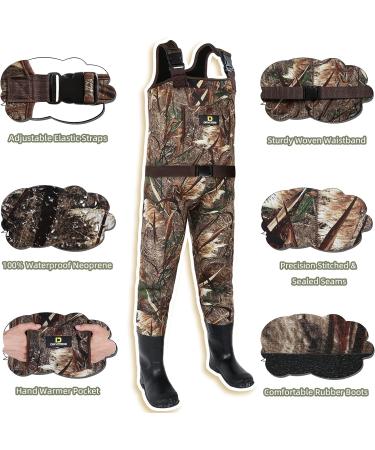 DRYCODE Kids 4mm Neoprene Chest Waders with Insulated Boots - Youth Waterproof Warm Waders for Duck Hunting & Fishing - Boys and Girls Sizes 6/7, Reed Grass Brown - Buy Online on GoSupps.com
