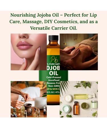 Jojoba Oil 16 fl oz Glass Bottle with Pump Cold-Pressed Unrefined & Hexane-Free Jojoba Oil for Hair Skin & Face Natural Moisturizer & Lightweight Carrier Oil for Essential Oils & Massage - Buy Online on GoSupps.com