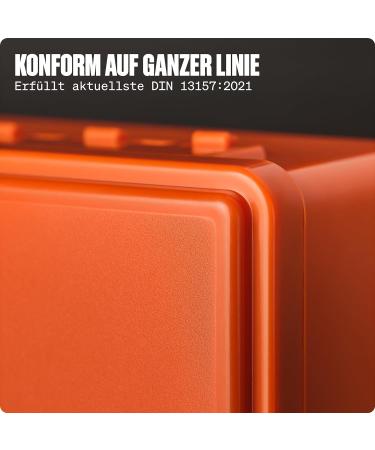 Buy First Aid Kit DIN 13157:2021 - Small | Complete Set with Wall Bracket Stickers Masks & Wipes | Ideal for Home & Businesses - Orange - Buy Online on GoSupps.com