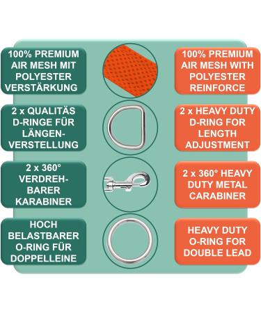DEY Premium Dog Leash - 2m Adjustable Air Mesh | For Small to Large Dogs | Retractable & Double Leash | Multiple Colors Available | Orange S/M - Buy Online on GoSupps.com