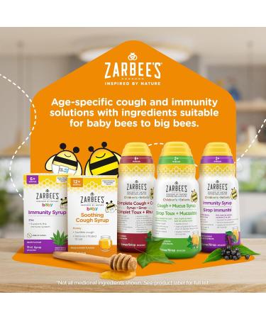 Zarbee's Baby Soothing Cough Syrup Sore Throat Relief Naturally Sourced Honey Dye-Free Peach & Honey Flavour 59 mL - Buy Online on GoSupps.com