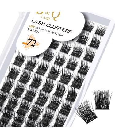 Cluster Lashes 12mm 72 Clusters B&Q Lash Clusters D Curl Individual Cluster Lashes Natural Eyelash Clusters DIY Lash Extensions Soft Fluffy Cluster Eyelash Extensions (B21 D-12mm) D-12 mm B 21