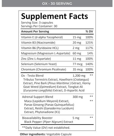 MTN OPS Ox Testosterone Booster - Powerful Men's Supplement with Tribulus Terrestris & Maca Root | 30 Servings - Boost Energy & Vitality - Buy Online on GoSupps.com