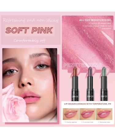 3Pcs Glitter Jelly Lipstick Set - Glossy Shimmer Lip Balm | Moisturizing Color-Changing Lip Gloss | Waterproof and Nourishing - Buy Online on GoSupps.com