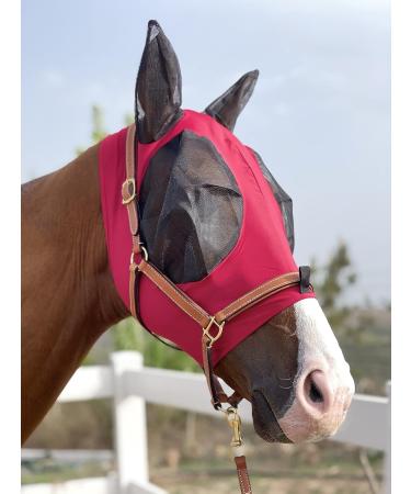 TGW Riding Horse Fly Mask | Super Comfort Elasticity with Ears | Size L Red - Best for Fly Protection - Buy Online on GoSupps.com