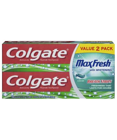 Colgate Max Fresh Whitening Toothpaste with Mini Breath Strips Clean Mint - 6 ounce (2 Pack) - Buy Online on GoSupps.com
