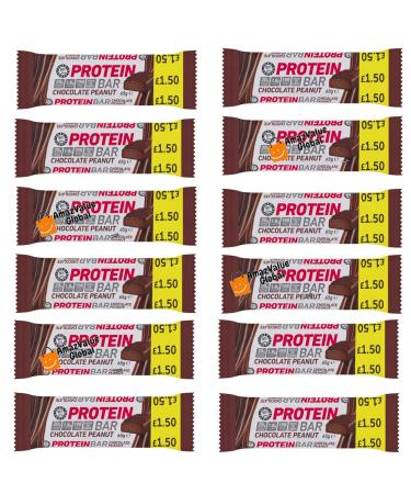 Euro Shopper Chocolate Peanut Protein Bar 65g (Pack of 12)