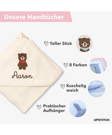 Personalized Upstitch Studio Hooded Towel for Baby Boys - 100% Cotton Light Blue 75x75cm - Buy Online on GoSupps.com