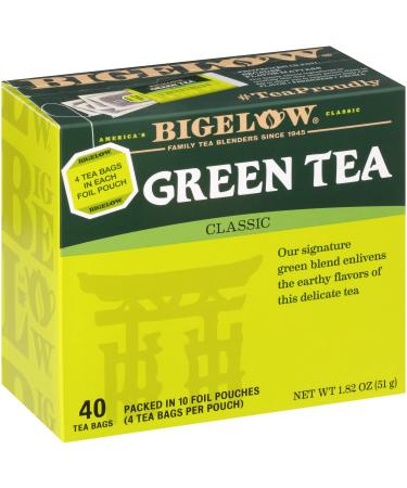 Bigelow Classic Green Tea, Caffeinated, 40 Count (Pack of 6), 240 Total Tea Bags Green Tea 40 Count (Pack of 6)