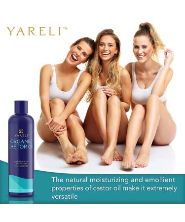 YARELI Organic Castor Oil 12oz - Cold Pressed & Unrefined for Eyelashes Eyebrows Hair Skin & Body | Best Quality International Shipping - Buy Online on GoSupps.com