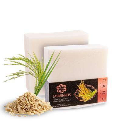 Panu soap jasmine rice - vegan shower soap for all skin types - natural soap as a solid shower gel and solid shampoo - Premium soap bar - Natural shower shower as a fixed shower gel jasmine rice 110 g (1 Pack)