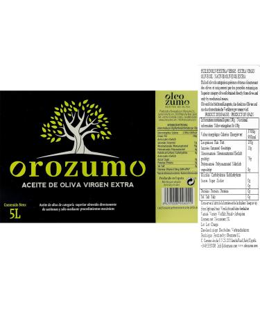 OROZUMO | Extra Virgin Olive Oil | Picual Variety + Arbequina | 5 Liter Bottle | Sierra M gina Ja n Andalusia - Buy Online on GoSupps.com