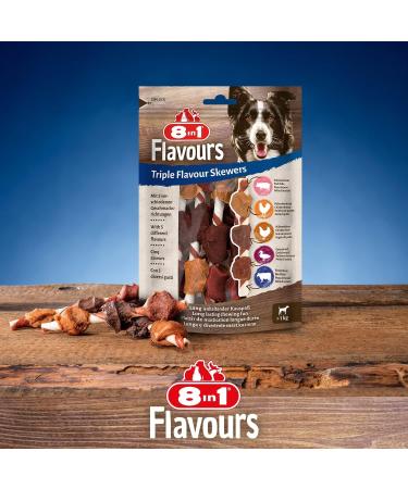 8in1 Triple Flavour Chew Sticks for Dogs - Extra Meat Chew Snacks 113g Bag (Approx. 6 Pieces) - International Shipping Available - Buy Online on GoSupps.com