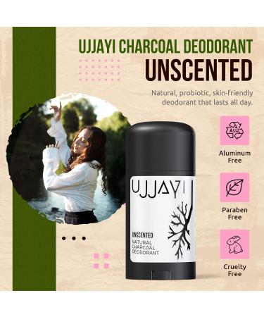 Ujjayi All Natural Deodorant Women & Men | Activated Charcoal | Organic Non Toxic Vegan Best Womens Deodorant Aluminum Free & Sulfate + Paraben Free (Handmade 2.65 oz Unscented) - Buy Online on GoSupps.com