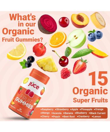Juce Fruit Gummies with Peach Flavor - Superfood Gummies Delights for Optimal Health By Terra Kai Organics Peach 60 Count (Pack of 1) - Buy Online on GoSupps.com