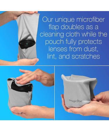 MagicFiber Microfiber Camera Lens Pouches (3 Pack) - Soft Bags with Cleaning Cloth for Camera Lens Storage - Buy Online on GoSupps.com