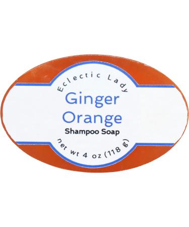 Ginger Orange Shampoo Soap Bar By Eclectic Lady with Pure Argan Oil Silk Protein Honey Protein and Extracts of Calendula Flower Aloe Carrageenan Sunflower - 4 oz Bar