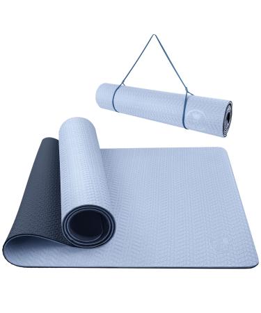 IUGA Yoga Mat Non Slip Textured Surface Eco Friendly Yoga Matt with Carrying Strap, Thick Exercise & Workout Mat for Yoga, Pilates and Fitness (72"x 24"x 6mm) Gray