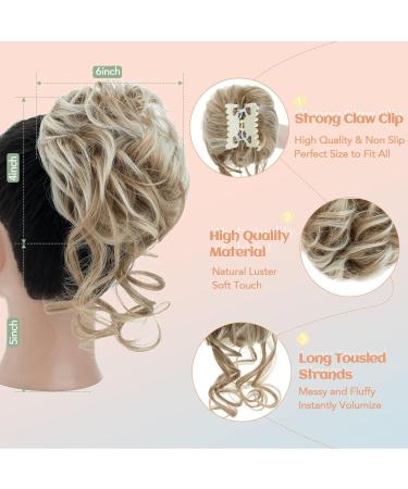S-Noilite Claw Clip Messy Bun Synthetic Hair Extension - Dark Blonde to Bleach Blonde 27T613 - Buy Online on GoSupps.com