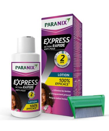 Paranix -Lotion Express 2 minutes 100% efficace contre les poux de t te- les nymphes et les ufs - lentes - 95 ml Peigne fin en m tal inclus _ _