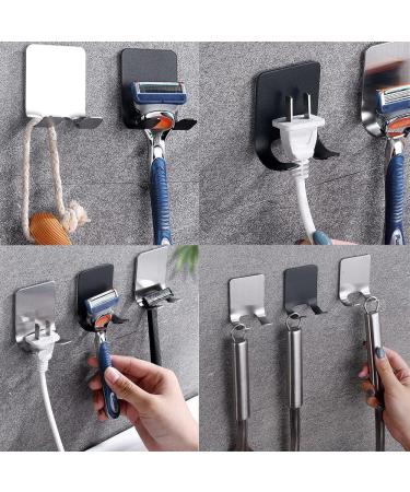 Twstyfal Razor Holder Hook - 4 Pack Self-Adhesive Waterproof Bathroom Hooks (Black) | No Drilling Multi-Purpose Shaver Holders for Easy Organization - Buy Online on GoSupps.com