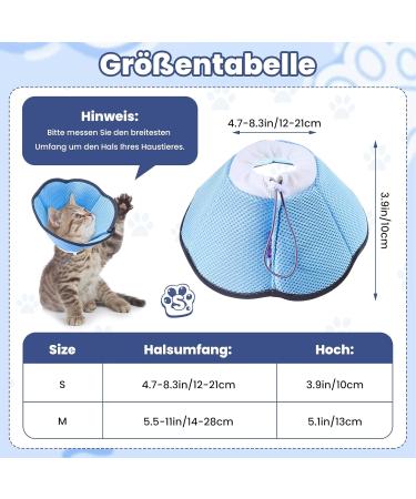 Xialvyu Foldable Protective Cat Collar - Adjustable Blue Restoration Neck Cone for Cats & Small Dogs Post-Surgery & Injury Care - Buy Online on GoSupps.com