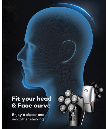 ATEEN 6D Rotary Head Shaver for Bald Men - Rechargeable Electric Razor with LED Display - Waterproof Grooming Kit (Red) - Buy Online on GoSupps.com