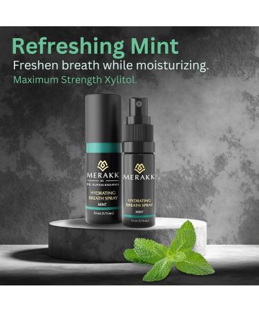 Merakk Dry Mouth Spray Hydrating Fresh Breath Spray (Mint) - Sugar-Free Breath Freshener | Bad Breath Spray W/Xylitol Stevioside Menthol - Dentist-Designed- 0.3 fl oz - Buy Online on GoSupps.com