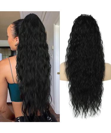Horse tail Extensions black long wrapped hair part ponytail natural art hair hair extensions extensions for women afro braid ponytail approx. 75cm 096a approx. 75cm 1b#