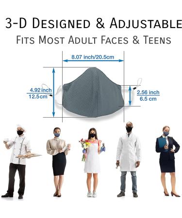 Breathable Gray Cool Moisture Wicking Face Masks - Washable & Lightweight - 3 Pack for Women, Men, Teens - Buy Online on GoSupps.com