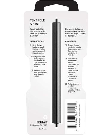GEAR AID Tent Pole Splint Replacement Part 1/2 - Gray - Buy Online on GoSupps.com