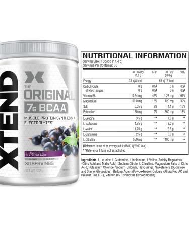 XTEND Original BCAA Powder Blackcurrant | 7g BCAAs + Electrolytes | Muscle Recovery & Energy Supplement | 30 Servings - Buy Online on GoSupps.com