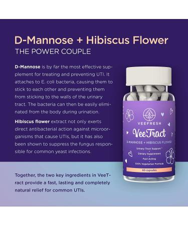 VeeFresh VeeTract Urinary Tract Support - D-Mannose & Hibiscus Blend - 1 Month Supply (60 Capsules) - Buy Online on GoSupps.com