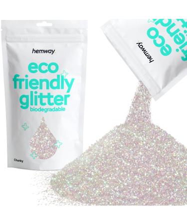 Hemway eco Friendly Biodegable Glitter 100g / 3.5 ounces Bio Cosmetic Safe Sparkle vegan for the face eyeshadow body hair nail and festival makeup - 1/40 "0.025" 0.6mm - Perlmutt