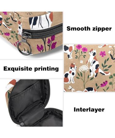 Stylish Menstruation Pad Bag with Zipper - Cute Cat & Flower Design for Women & Girls - Perfect for Tampons & Napkins - Buy Online on GoSupps.com