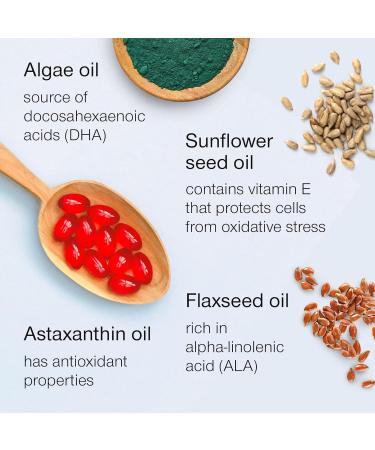 Vegan Omega 3 Capsules - High Strength DHA from Algae Oil with Flaxseed Oil Astaxanthin Vitamin E - Algae Omega 3 Vegan - 60 Easy Swallow Softgel Tablets - Sustainable Vegetarian DHA Supplements - Buy Online on GoSupps.com