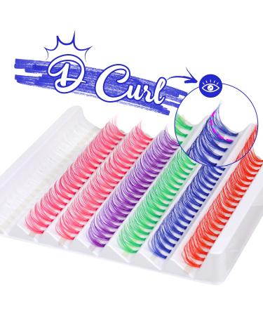 Yawamica Colored D Curl Lash Clusters - 140pcs, 6 Mixed Colors, 14mm DIY Extensions - Buy Online on GoSupps.com