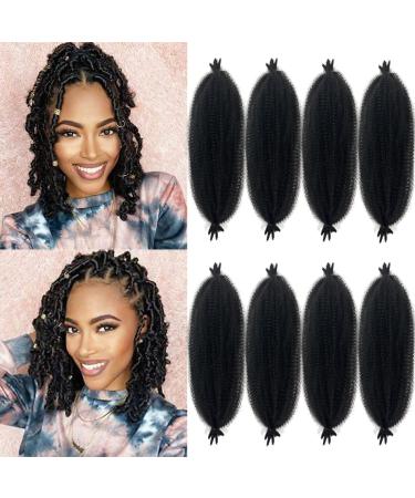 16 Inch Marley Twist Braiding Hair 8 packs Pre-Separated Springy Afro Twist Hair Extension Kinky Afro Twist Crochet Hair Braids Natural Black Spring Twist for Black Women (16 Inch 1B) 16 Inch (Pack of 8) 1B