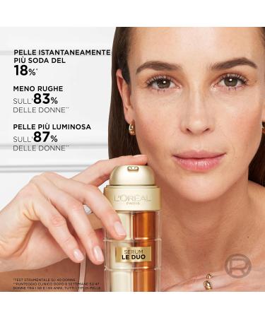 L'Or al Paris Le Duo Anti-Ageing Serum For All Skin Types Double Firming and Illuminating Action Soft and Nourished Skin Zero Wrinkles With Collagen and Vitamins B3 and C Age Perfect 30 ml - Buy Online on GoSupps.com