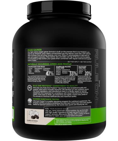 Rule 1 Mass Gainer Cookies & Cream 2560 g Cookies & Cream 2560g - Buy Online on GoSupps.com